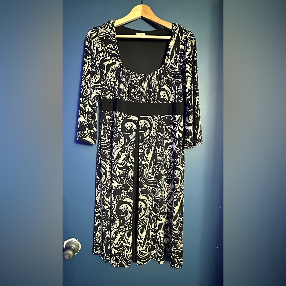 Blu Sage Black and White Long Sleeve Dress